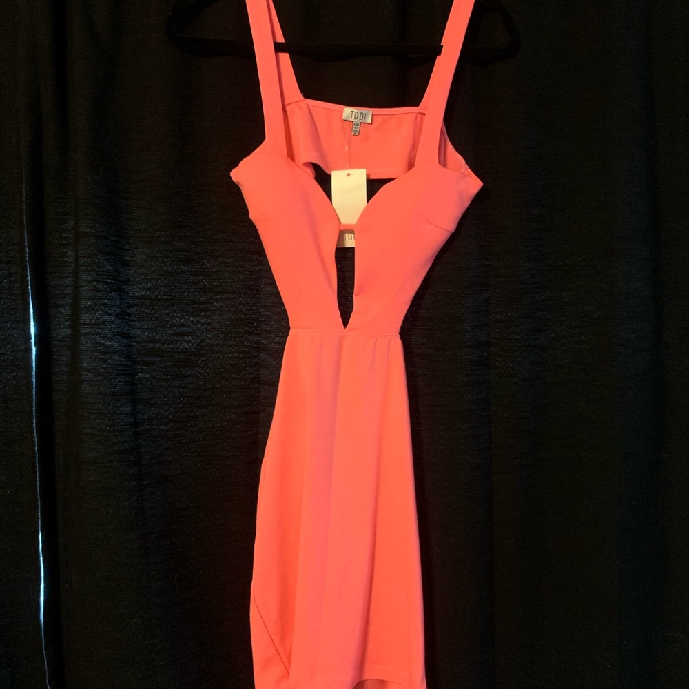 BRIGHT PINK OPEN BACK CUTOUT TOBI DRESS
